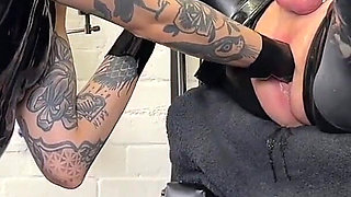 Anal Traning the Rubber Gimp on the Gyn Chair