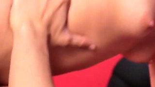 Small titted cheerleader blows and rides big pecker