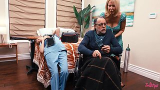 Sultry milf gets naughty and plays with sexy nurse in lesbian manners