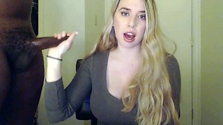 Amateur wife gives an interracial cuckold handjob