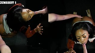 Cali Caliente gets creampied through a gloryhole