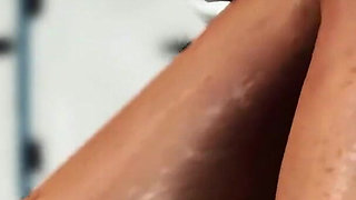 A sexy young busty ebony has hard anal sex with sex robot in the medbay