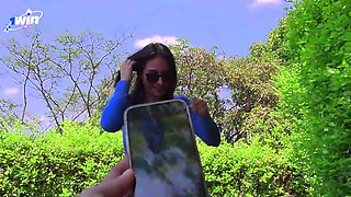 Daring couple ignites passionate thrill in public park with intense desire