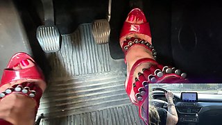 Red High Heels Driving (201)