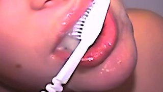 Self Piss Washing Teeth with Cum and Piss