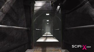 Butt action with naughty hoochie from Scifi-X