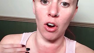 Amateur Babe in Glasses jerks cock for facial