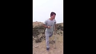 Hunk with a Big Bulge Outdoors