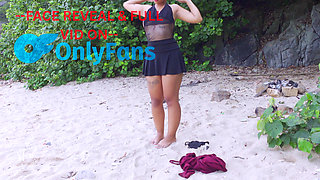 Blowjob And Big Facial On A Public Beach With Your Petite Asian Slut