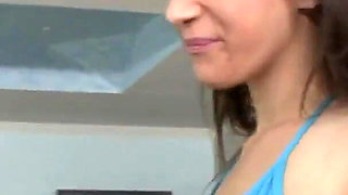 Kristine is a busty brunette teen who fucks cock to get his warm cum