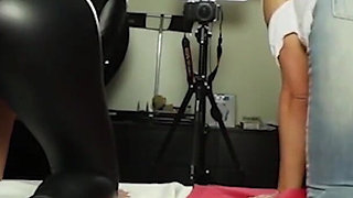 Horny leather mature in skintight leather pants fucked and cummed on