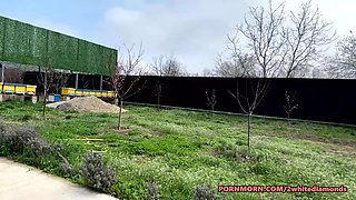 MILF Masturbates From Outdoor Into House