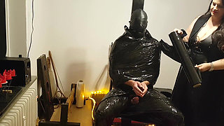 Foil Bondage Slave Part 2 - Cling Film Mummified and Edged to Madness