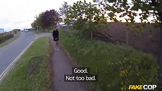 British black babe alyssa devine is nailed outdoors by cop in uniform - faux cop