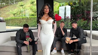 Dp Anal Foursome With Stunning Steffy Moreno To Choose Valentines Date Between 3 Spanish Studs.