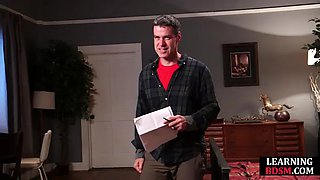 Hardtied blondie pussysmashed by master