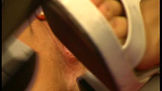Horny Blonde Brought a Toy and Shows How She Shoves It in!