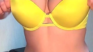 Teenager in Swimsuit After Beach Jerking off Tits and Fucking Young Pussy