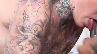 Tattooed secretary fucked by boss