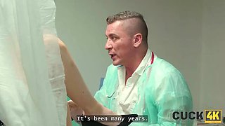 Hot Blonde Wife Fucked Hard by Doctor in Front of Husband - Cuckold Clinic Sex