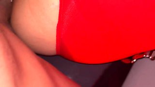 Hot Wife in Sexy Red Lingerie Fucking First Her Husband and After Her Punishment with Hard Anal Fucking