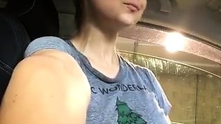 Blonde is flashing her big boobs in the outdoors