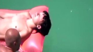My nudist niece Emma floating in the sea (voyeur)