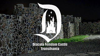 Puppy training in Dracula Femdom Castle - Outdoor doggy training - Hitting the genitals with the ball CBT