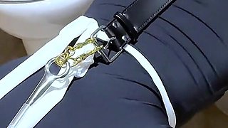 Handmaid BDSM - Punished, Whipped, and Humiliated While Licking Toilets with an Anal Hook in Her Ass