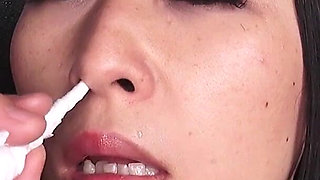 Unique: Hotaru Mori Nose Fetish; Nose Clamp, Sneeze, and Snot in Voyeur POV
