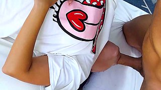 Cum gagging deepthroat blowjob from big boobs Latina MILF