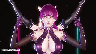 [mmd] Red Velvet - Monster Ahri Evelynn Sexy Striptease League of Legends Hentai Uncensored 4K 60fps