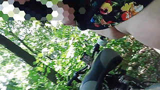 Riding a bike without panties, big ass - part 2