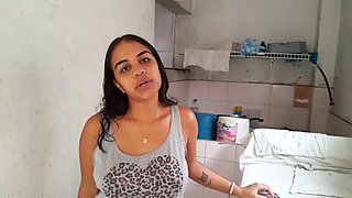 BRUNETTE LATINA LOVES TO FUCK HER STEPBROTHER IN THE WASHING MACHINE WHEN NO ONE IS IN THE HOUSE - SUB