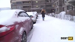 Debt4k. cunning dude pounds Shaved Pussy of red-haired cutie rose nasty for the debt