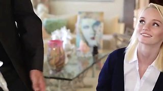 Sleazy harlot teenie Sammie Daniels riding her teachers knob