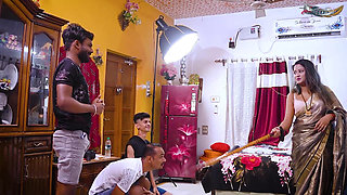 Desi Honry Bhabhi Hardcore Fuck with Her Three Debor When She Was Alone at Home