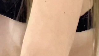 Cute Girl Pees in the Bathroom and Fucks Her Tight Pussy with a Big Dildo