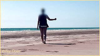 WIFEY dared walking around side boob on public beach