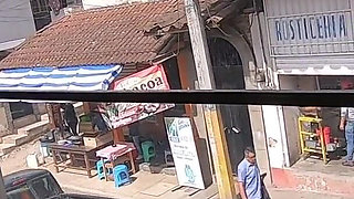 Morning cum swallow right next to the street window