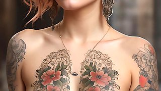 Artistic Nude of a Beautiful Young Woman with Living Tattoos Whispering in Forgotten Tongues Surreal Ai Slideshow