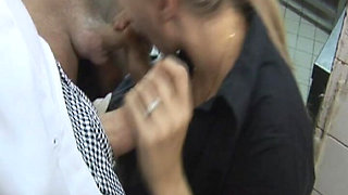 French Babe Got Double Fucked in the Kitchen