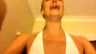 Mature milf plays with a blue toy