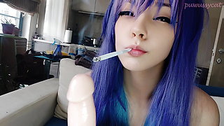 Adorable Anime Egirl Smoking and Teasing your cock (ask me for full vid)