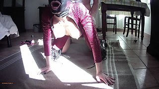 MILF in Leather Catsuit and Boots Over the Knee, Throated, Fucked, Cum on Tits