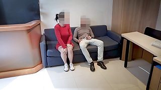 Married Sucking Cock! Cum in her mouth in the waiting room.