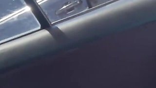 Dickflash Cum on Her Face on Parking Lot After Flashing Blowjob