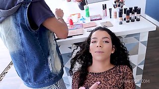 Behind the Scene from Busty Brazilian beauty piss drinker Larissa