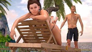 3D Futa fucks a guy on the beach. Animated 3d porn!