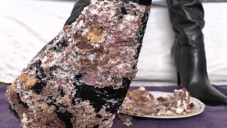 Smoking Mistress and Cake From Boot Soles POV Clip, Lady Victoria Valente